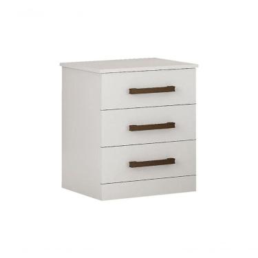 Imagem de Mesa De Cabeceira Com 3 Gavetas - Rubi-branco -leifer Móveis