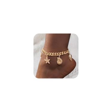 Imagem de Decixde Tornozeleiras de ouro para mulheres, tornozeleiras de ouro 18 quilates para mulheres, pulseiras de tornozelo com laço à prova d'água, elos cubanos, tornozeleira de verão, praia, joia para