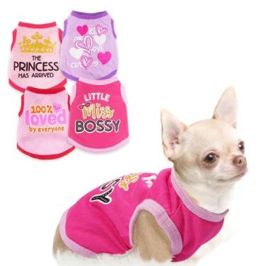 Imagem de Roupa de cachorro: 4 peças para cães pequenos, menina, rosa chihuahua 