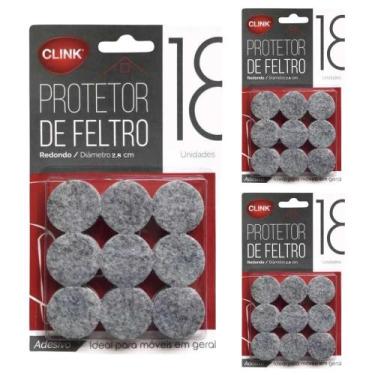 Imagem de Kit 54 Protetor de Cadeira Feltro Redondo Adesivo Móveis Clink 54 Pçs