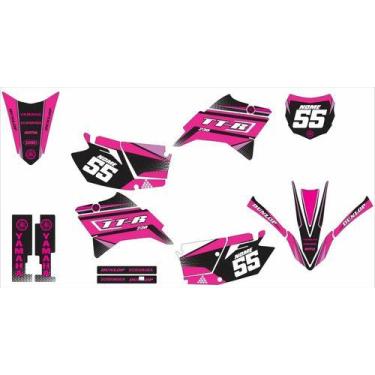 Imagem de Kit Adesivo Moto Cross Trilha Ttr 230 Rosa E Preto Lm169 - SPTS