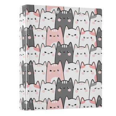 Imagem de Fichário de 3 anéis, fofos, gatos, gatinhos, 3,8 cm, fichário com 200 folhas para crianças, material escolar, mulheres e homens, escritório, 1 pacote