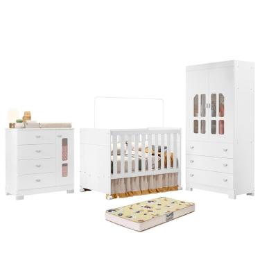Imagem de Dormitório Infantil New Katatau com Guarda Roupa 2 Portas 3 Gavetas Cômoda 1 Porta 4 Ga...