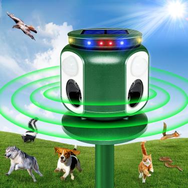 Imagem de Repelente ultrassônico de animais ao ar livre - Repelente solar de animais com sensor de movimento e luz intermitente