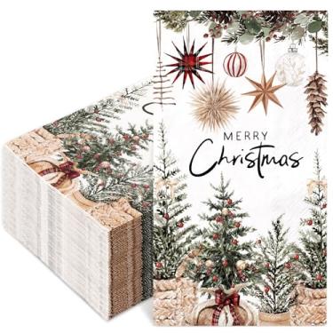 Imagem de JarThenaAMCS 100 guardanapos de convidados de feliz Natal enfeite de bola de árvore de Natal guardanapos descartáveis toalha de mão de jantar de fazenda guardanapos de papel para banheiro inverno