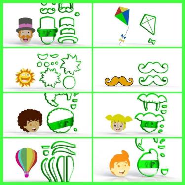 Imagem de Cortador Kit Mundo Bita 8 Modelos Modulares Tamanho 4cm