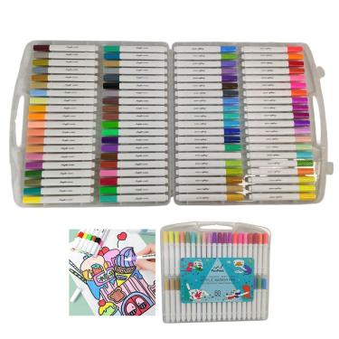 Imagem de Canetinha Caneta Marcador 80 Cores Tinta Acrilica A Prova dAgua Permanente Estojo Maleta Artesanato Escultura Arte Pintura