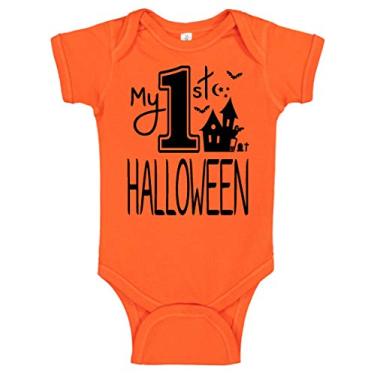 Imagem de Reaxion Lindo body feito à mão My 1st Halloween | Roupas de primeiro feriado para meninos e meninas (primeiro laranja, recém-nascido)