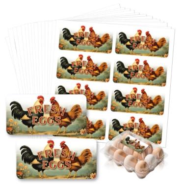 Imagem de GOMAKERER 160 peças de etiquetas engraçadas de caixa de ovos, revendedor de ovos de galinha retrô adesivo de ovo fresco de fazenda adesivo de PET para embalagem de ovos para caixa recipiente