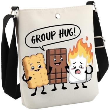 Imagem de S'mores Party Gift Camping Lover Gift Funny Marshmallow Camping Smores Group Hug Bolsa tiracolo, Hug Cb