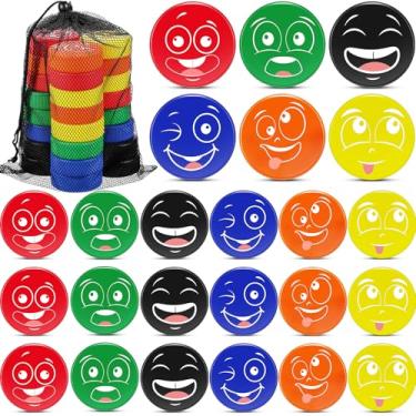 Imagem de Wettarn 24 unidades de discos de hóquei no gelo de espuma de 7,6 cm de emoção mini de joelho interno com bolsa de malha para prática e treinamento, lembrancinhas de festa, aniversário, decoração de