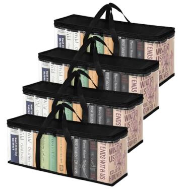 Imagem de 4 unidades de sacos de armazenamento de DVD, estojo de suporte de mídia de PVC transparente com alças para DVDs/CDs/VHS Box/Blu-Ray Disc/Capas de filme/discos de videogame - Cada bolsa comporta até 40