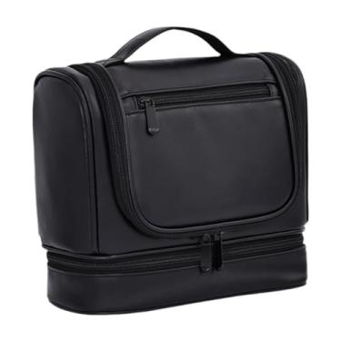 Imagem de FashionCha Necessaire com gancho para pendurar, à prova d'água, multifuncional, portátil, grande capacidade, para homens e negócios, Preto