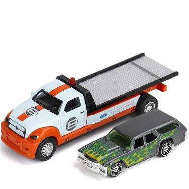 Imagem de Carrinho Reboque Caminhão Die Cast Guincho Baú Metal 1:64