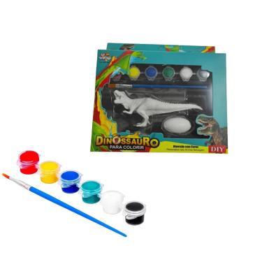Imagem de Brinquedo Dinossauro Pintar Colorir Tinta Guache Atóxica
