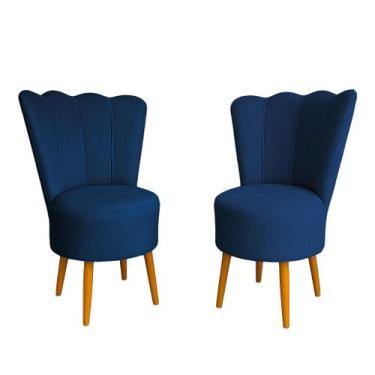 Imagem de Kit 2 Cadeiras Decorativa Pétala Veludo Luxo Premium Pés Retrô Palito 