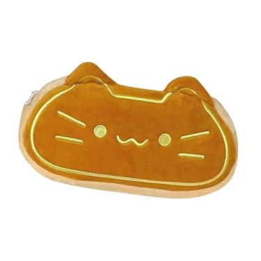 Imagem de ＫＬＫＣＭＳ Estojo de lápis de gato fofo, bolsa de maquiagem, cosméticos, material escolar macio, organizador de papelaria para crianças/adultos, estudantes, Amarelo