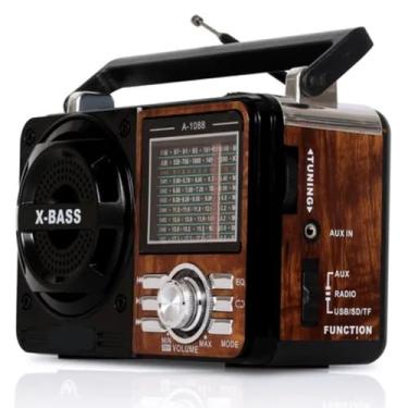 Imagem de Rádio Bluetooth Portátil FM/AM/SW, Rádio Vintage com Bateria Recarregável, Alto-falante Bluetooth Retrô com AUX TF USB (Marrom)