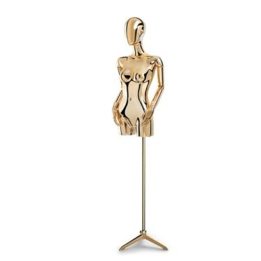 Imagem de Mannequin Manequins de varejo de meio corpo com base triangular, altura ajustável de 60,62 a 78,74 pol., manequim destacável(Gold)