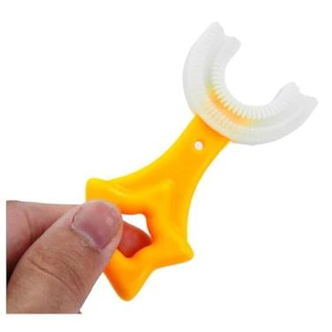 Imagem de Escova De Dentes Infantil De Silicone Formato Em U 360 Graus Cor:Amarelo(STO1623AM)