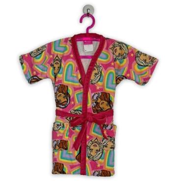 Imagem de Roupão Aveludado Infantil Quimono Estampado Barbie M Com 1 peça
