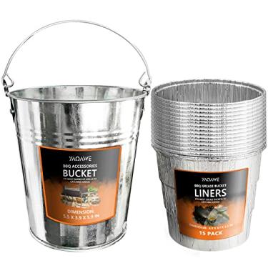 Imagem de YaOAWE - Grades de Madeira para Grelha Graxa Bucke 1 Pacote de Peças de Reposição Compatível com Grelhas Traeger HDW152 & Grills Oklahoma Joe's & Z, com 10 unidades de Forro de Balde