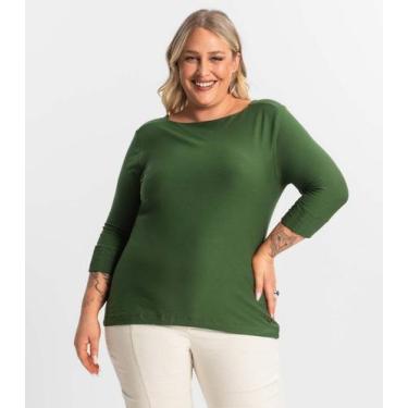 Imagem de Blusa Plus Size Manga 3/4 Secret Glam Verde, Plus G3, Verde
