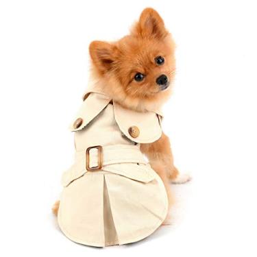 Imagem de PAIDEFUL Casaco Impermeável Para Cães Pequenos, Jaqueta Estilo Western, À Prova De Vento, Outono E Inverno, Roupas Cachorros, Filhotes Chihuahua Yorkshire, Cáqui, Tamanho G