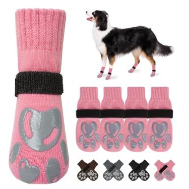 Imagem de BEAUTYZOO Meias para cães para evitar lamber patas - botas de cachorro e protetores de patas com garras em pisos de madeira, sapatos para cães para pavimento quente/frio pequenas, médias grandes
