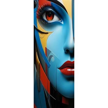 Imagem de ZHUMUTO Kits de pintura de arte de diamante extra grande para adultos, 60 x 160 cm, rosto feminino abstrato, faça você mesmo, broca redonda, pontos de diamante, tamanho extra grande para presentes de