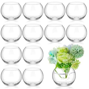 Imagem de Zopeal 12 peças de vaso de peixe tigela de bolhas de vidro globo de vidro transparente vaso redondo terrário peixe dourado flor centro de mesa para arranjos de eventos de casamento, escritório, casa