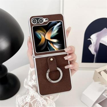 Imagem de Capa de telefone padrão para samsung z flip5 galaxy z flip4 flip3 zflip 5 z flip 3 4 anel capa macia de silicone, anel marrom, para galaxy zflip 5