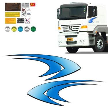 Imagem de Kit Faixas Lateral Mercedes Benz 2004 Azul + Etiquetas - SPORTINOX, Ca