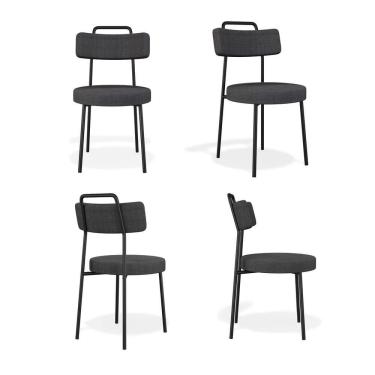 Imagem de Kit 4 Cadeiras Ster Sala de Jantar Linho Grafite - Vallisa Decor