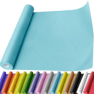 Imagem de PerkHomy Rolo de papel kraft azul claro 44,5 cm x 1,930 cm (63') para embrulho buquê de flores arte pintura artesanato embalagem envio 80 g/m25 (azul claro, 44,5 cm x 63')