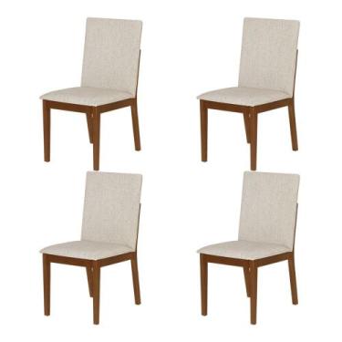 Imagem de Conjunto 4 Cadeiras de Jantar Sofia Elegante Madeira Jequitibá Nozes B