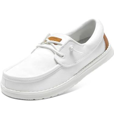 Imagem de STQ Sapato náutico feminino com palmilha ortopédica, sem cadarço, para fascite plantar, mocassim leve, Nuvem branca, 37