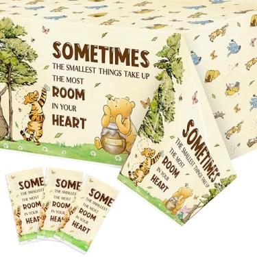 Imagem de Z1juce Winnie Toalhas de mesa para chá de bebê – 3 peças vintage Winnie toalhas de mesa retangulares para festa de aniversário, toalha de mesa de plástico descartável para meninos e meninas, chá de