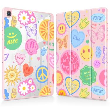 Imagem de May Chen Capa para Samsung Galaxy Tab A9 Plus 27.9 cm 2023, suporte de lápis embutido com capa à prova de choque, capa traseira transparente transparente, despertar/hibernar, arte sorridente