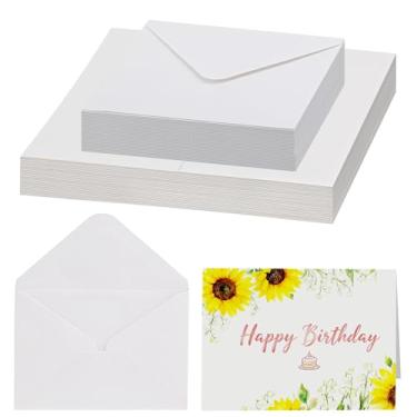 Imagem de LUNARM Cartões de aquarela com envelopes 50 conjuntos em branco 12,7 x 18 cm, cartões postais dobráveis de 63,5 kg/300 g/m2, papel para convites de casamento, cartões de notas, cartões de pintura e