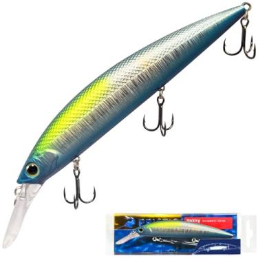 Imagem de Pristis Isca de natação Sinking Minnow, isca de pesca longa com anzóis agudos afiados, kit de equipamentos de plugue de isca dura de água salgada com peso preciso e revestimento requintado para peixe