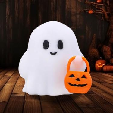 Imagem de Mtruil 1 Pcs Halloween Ghost Figurine Resin Cute Sculpture Mini Statue Table Ornament Halloween Decorations Indoor Small White Spooky Pumpkin Ghost Decor Figurines for Table Desk Tray Shelf Bedroom