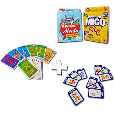 Imagem de Kit 2 em 1: Baralho Rouba Monte Volta ao Mundo + Jogo da Memória Mico para Crianças e Adultos