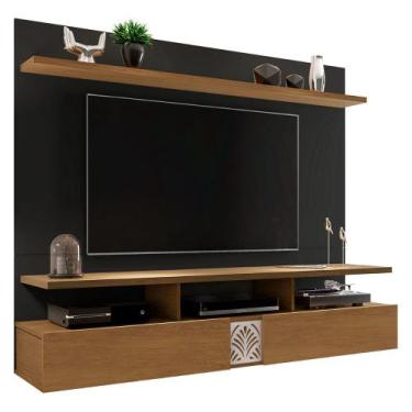 Imagem de Painel Para TV Bahamas Sala Home Suspenso Cor Preto E Freijó - Móveis 