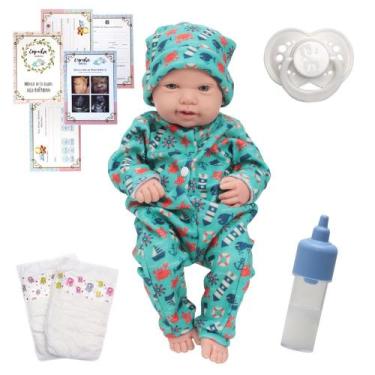 Imagem de Bebe Reborn Boneco Lucca Corpo de Silicone + Acessórios - Cegonha Rebo