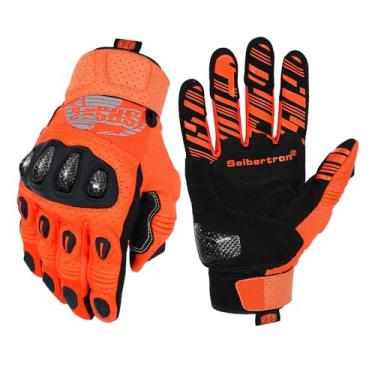 Imagem de Seibertron Luvas esportivas SPS-2 unissex Touchscreen Road Racing Motorcycle MTB também servem para BMX MX ATV Mountain Bike Ciclismo Off-Road / Bicicleta Sujeira Motocross Full Finger Adult Orange S