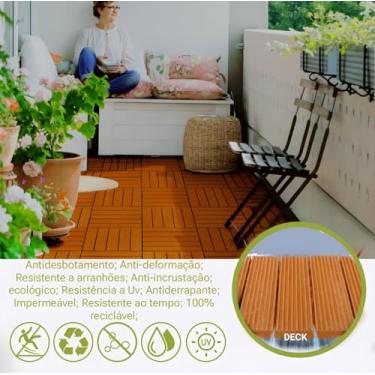 Imagem de KIT 24 DECK MODULAR PLASTICO TEXTURA DE MADEIRA, DE ALTA RESISTENCIA 30X30X2,0cm - PISCINA, JARDIM, VARANDA, BANHEIRO (CEDRO)