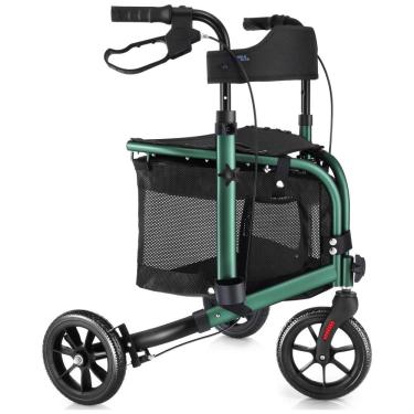 Imagem de Andador Dobrável de 3 Rodas com Assento Acolchoado Ideal para Idosos, WALK MATE, Verde