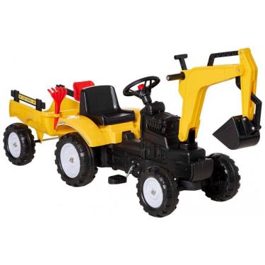Imagem de Escadeira Infantil com Buzina e Reboque Destacável, 6 Rodas, Aosom, Amarelo