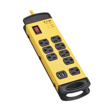Imagem de Eaton Tripp Lite Series Protetor contra surtos de segurança industrial resistente com 8 tomadas - 2 portas USB-A, cabo de 7,6 m, Joules 1960, caixa de metal